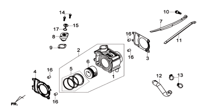 Cylindre avec piston/joint de culasse/joint de base Sym Joymax 125I ABS