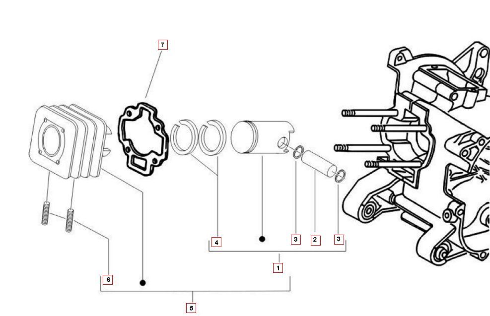Cylindre - Piston Vespa Primavera 50 2T AC