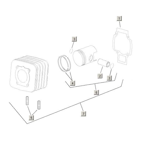 Cylindre+piston Aprilia Mojito Custom 2t (moteur Piaggio) 2004 - 2010