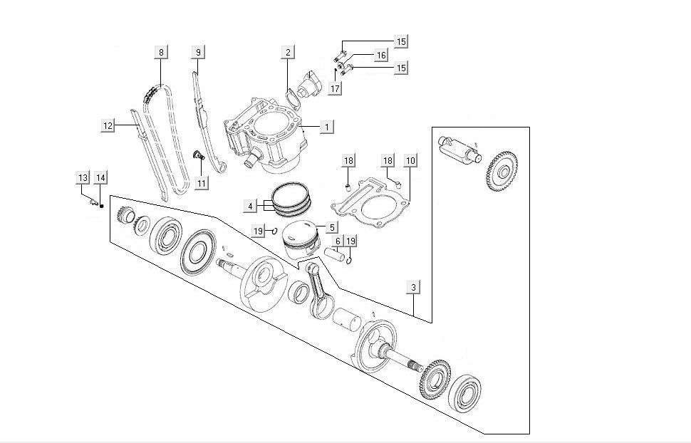 Cylindre/piston/vilebrequin Kymco MXU 300