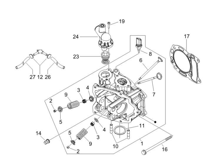 Culasse et groupe de soupapes Gilera Runner 200cc VXR 4 temps 2006