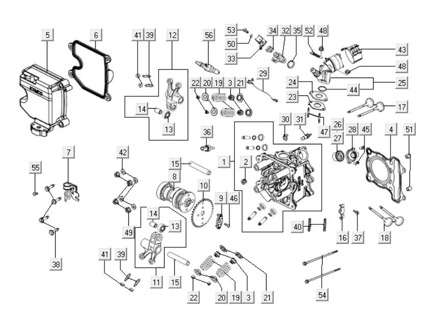 Culasse et cache culasse Kymco Downtown 125i