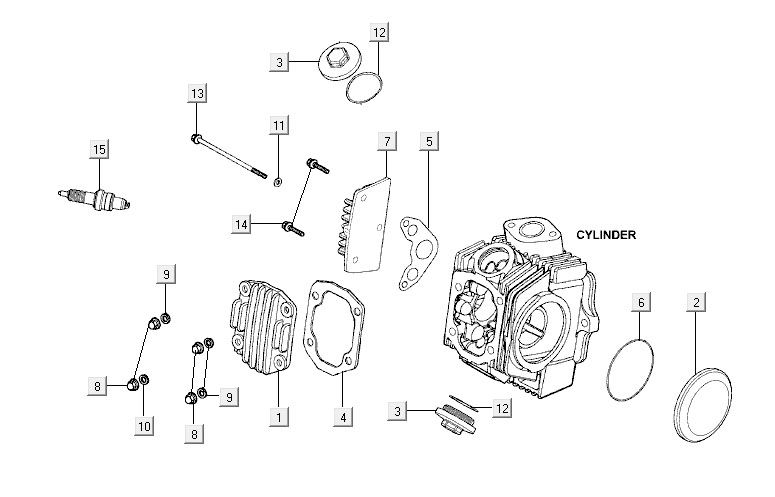 Pièces de culasse Kymco Activ 4 temps argent