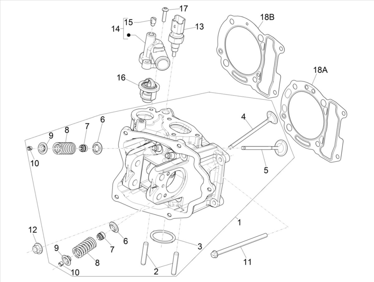 Culasse Vespa GTS 300 HPE 4T 4V IE ABS E4 2019 (EMEA)