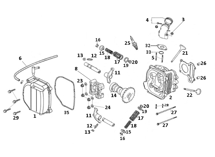 Culasse GY6 10/12 pouces (EURO 4 ; après 2018)-Cilinderkop GY6 10 / 12 inch (EURO 4 na 2018) e tm k