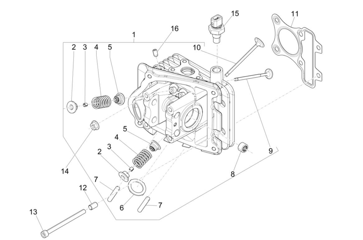 Culasse - Pièces Vespa Sprint 4 temps et 3 soupapes (injection euro5 IGET)