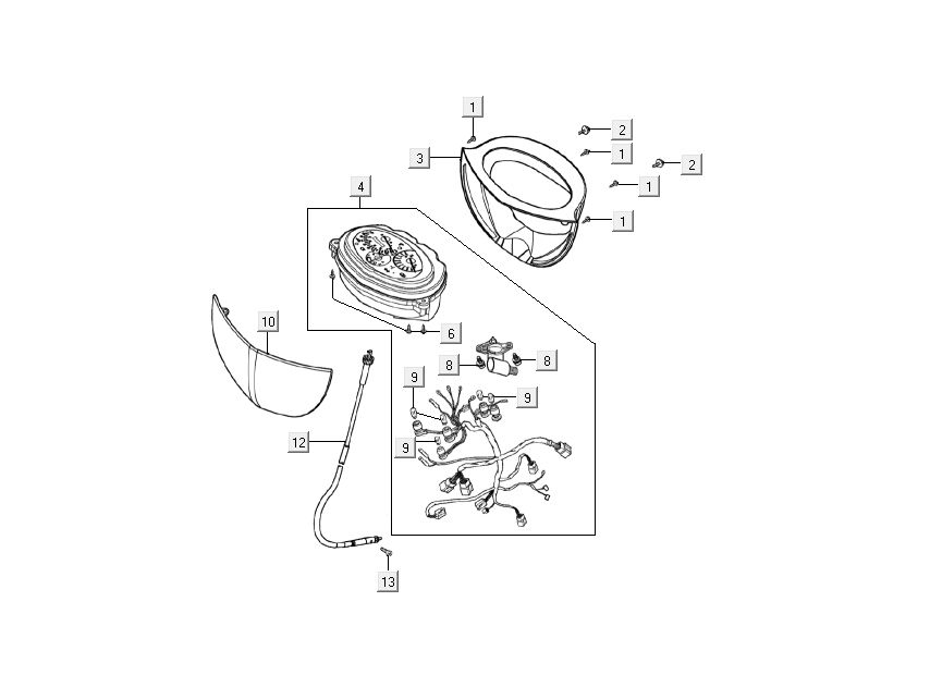 cockpit Kymco Super9 ac o.m 2 temps noir mat Rouge