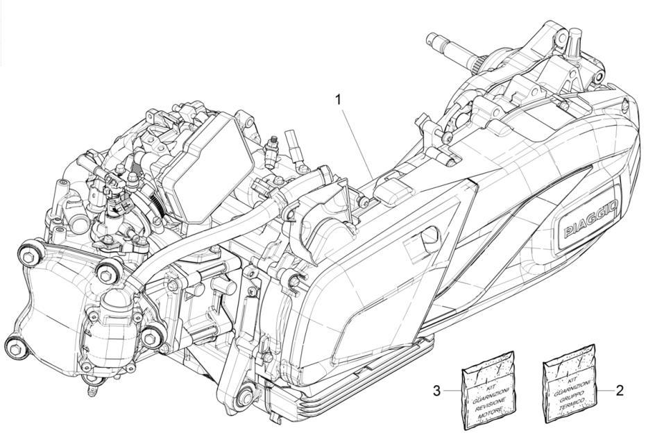 Bloc moteur complet Piaggio Beverly 300 HPE 4V ABS Euro 5 2021-2022