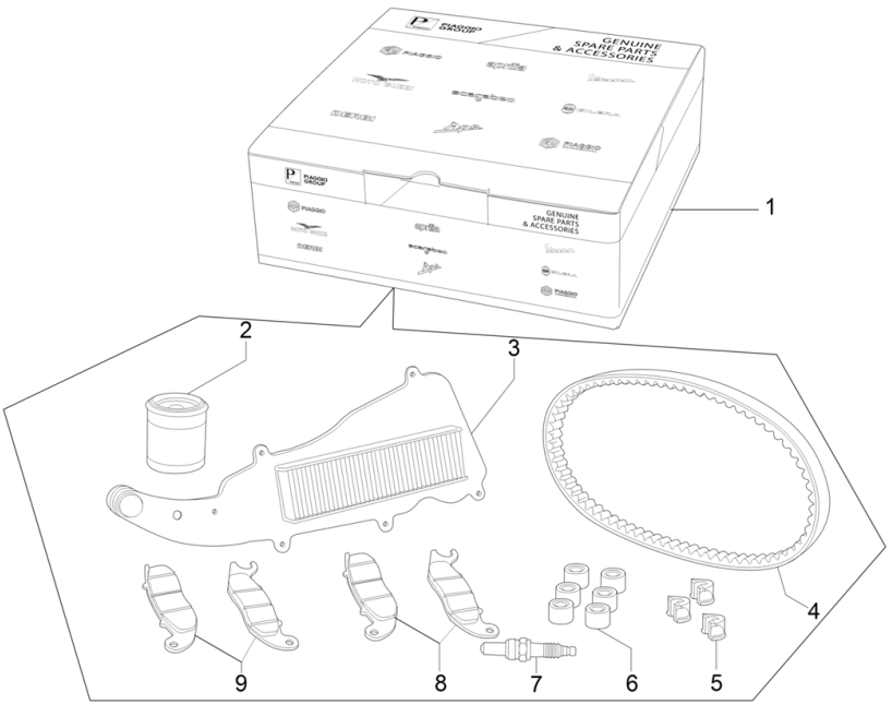 Kit complet d'usure et d'entretien Piaggio Medley 150 4T IE ABS E4 2016-2020 (EMEA)