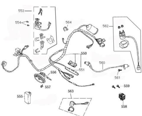 Faisceau de câble de verrouillage d'allumage AGM Retro Extra blanc mat