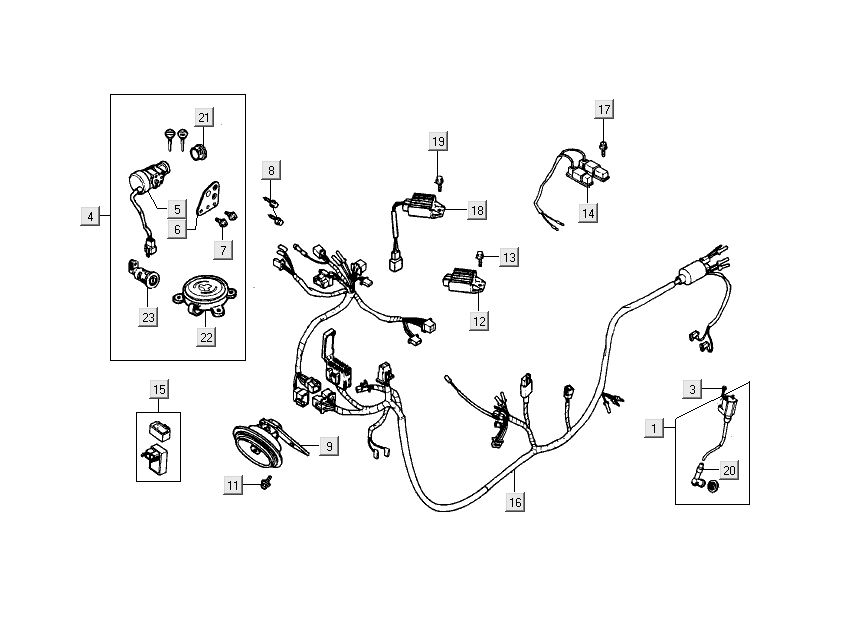 faisceau de câbles de verrouillage d'allumage Kymco Dink LC 2 temps argent