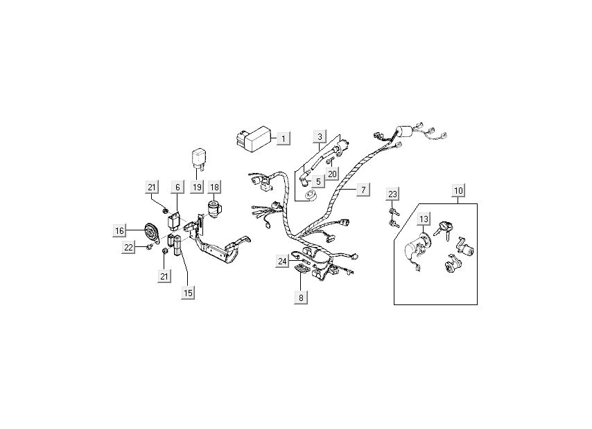 faisceau de câbles de verrouillage d'allumage Kymco Super9 ac o.m 2 temps noir mat rouge