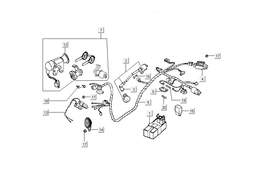 Commutateur d'allumage - elektra Kymco People 2 temps bleu
