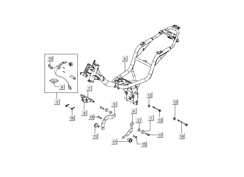 Serrure d'allumage - Cadre Kymco Nexxon 4 temps gris foncé