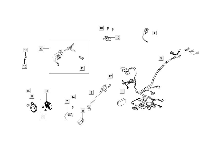 Commutateur d'allumage - Faisceau de câblage Kymco Like 4 temps diamant blanc comme T T