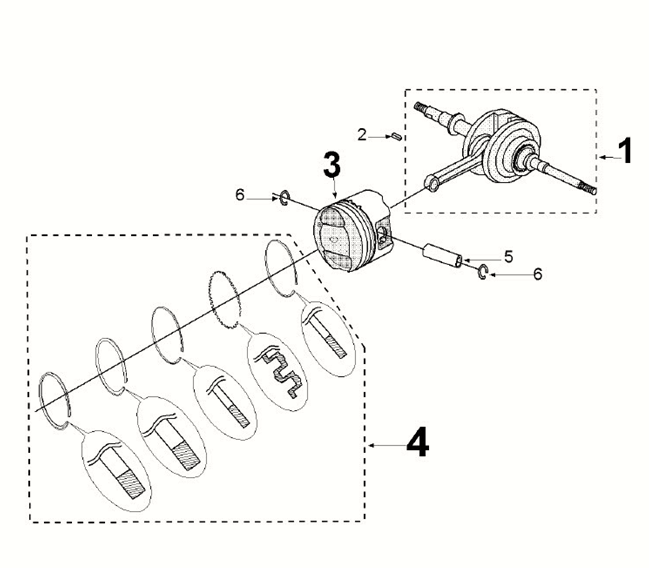 Piston de vilebrequin Peugeot Django 4 temps Euro 5
