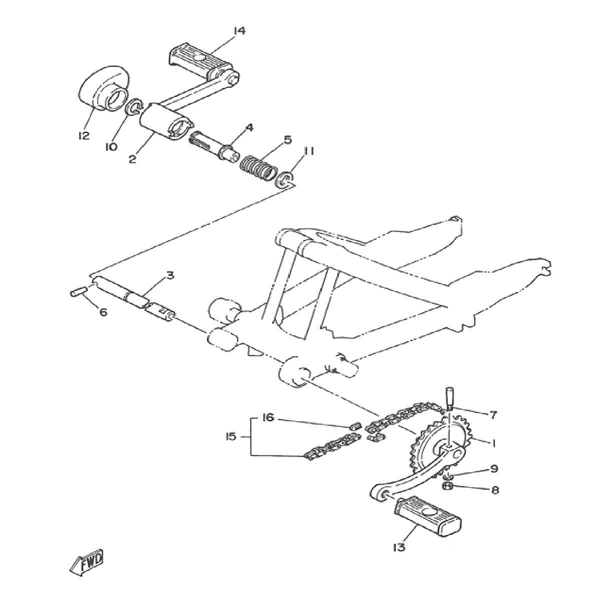 Pédalier - pédales Yamaha DT-50 MX