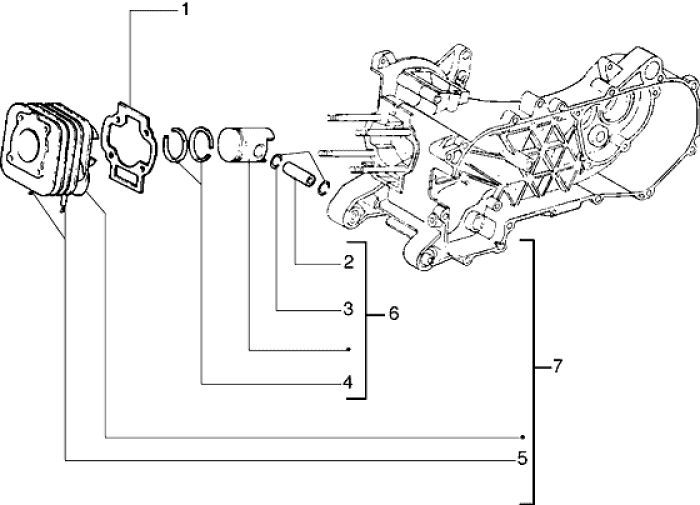 Cylindre Piaggio Liberty 2 temps jusqu'à 2005