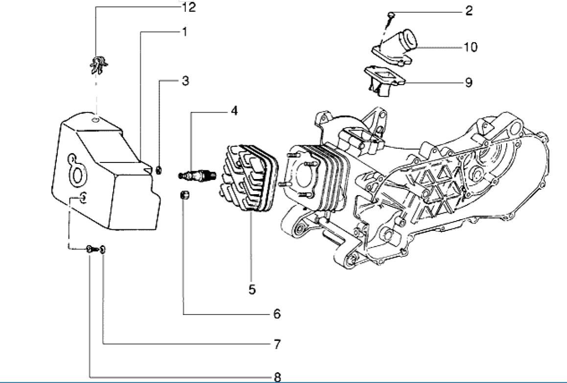 Tuyaux d'admission et d'admission du capot de refroidissement de culasse Piaggio Zip RST