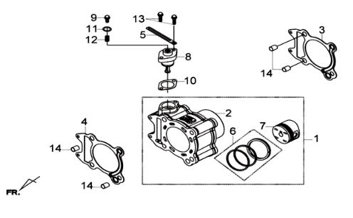 Cylindre avec piston Sym Joymax 300I ABS E3 2014-2016