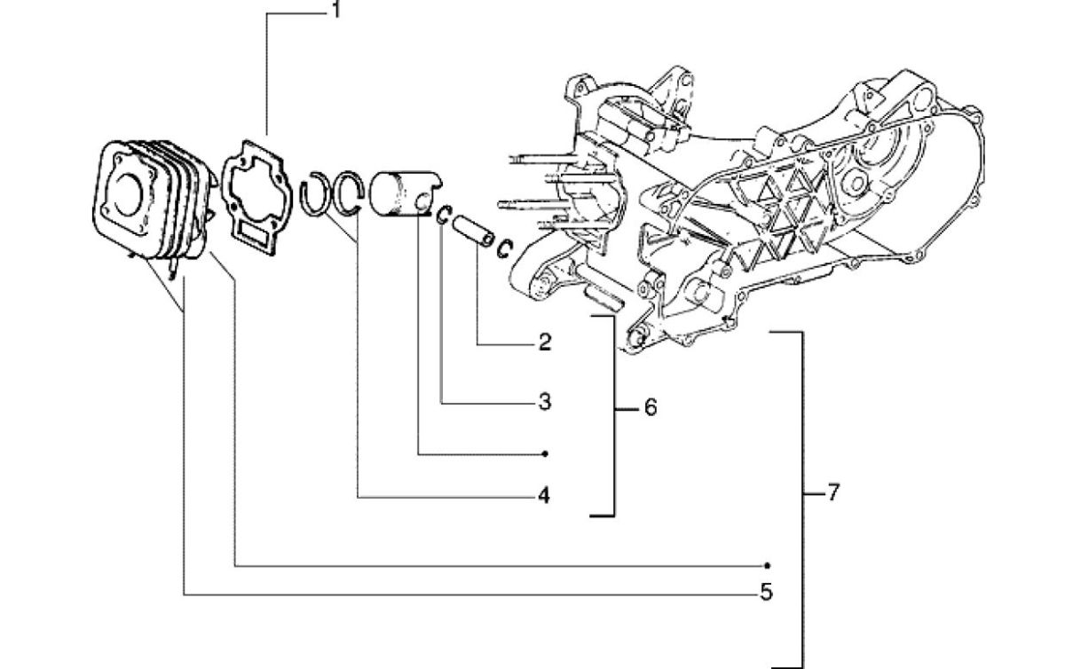 Cylindre - Piston - Axe de poignet, assy Piaggio Zip RST