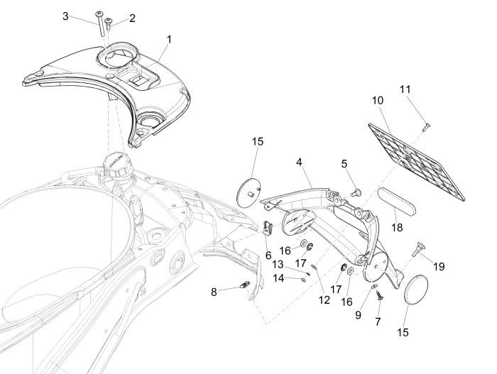 Garde boue arrière Vespa Primavera 2 temps bleu minuit 222