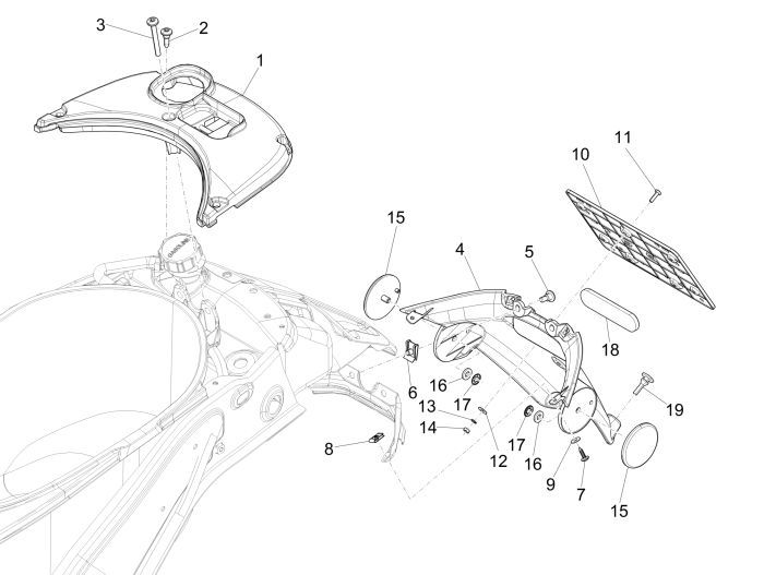 Garde boue arrière Vespa Sprint 4 temps 3 soupapes (injection euro4 IGET) vert métallisé 341/ A