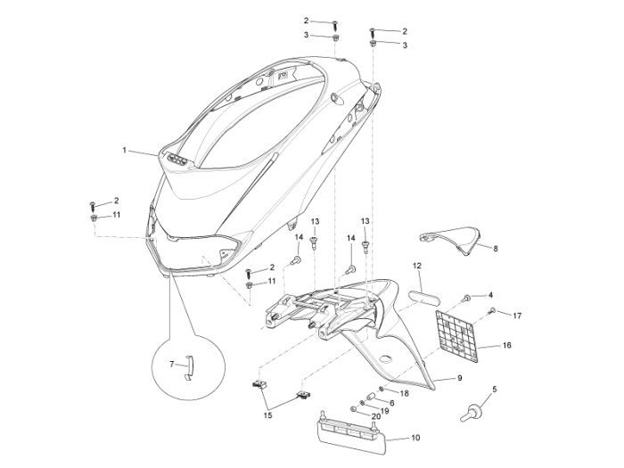 Spoiler inférieur Piaggio Liberty 4 temps noir 98/a
