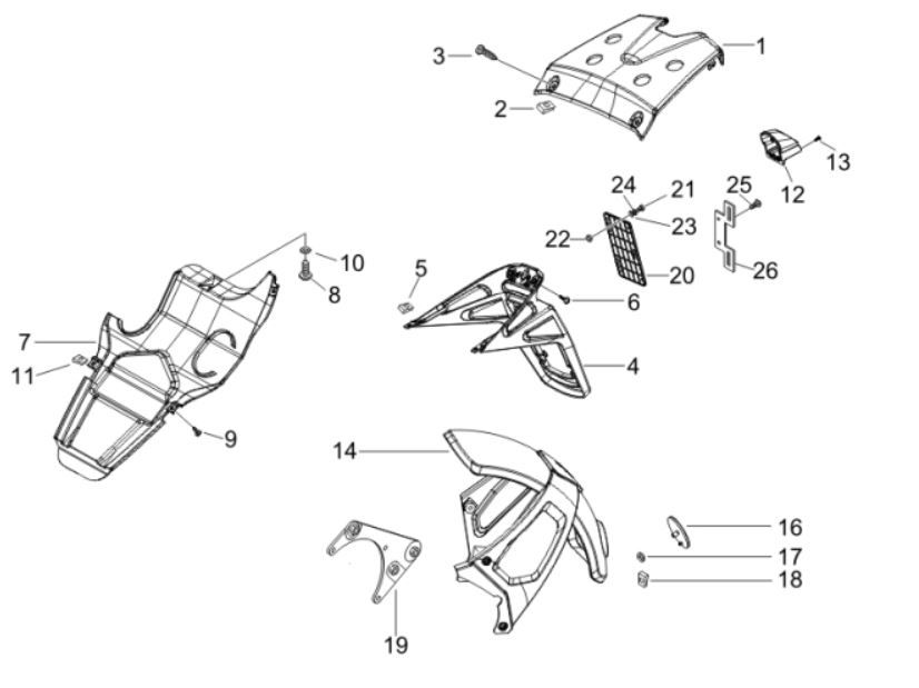 Bavette arrière Gilera Runner 200cc VXR 4 temps 2006