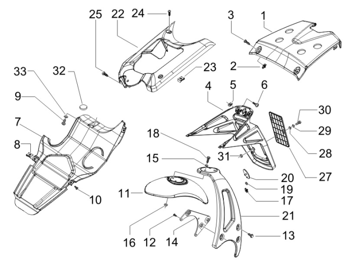 Plaques arrière - Bavette garde-boue Gilera Runner 50 SP 2010-2017 noir mat 80/B