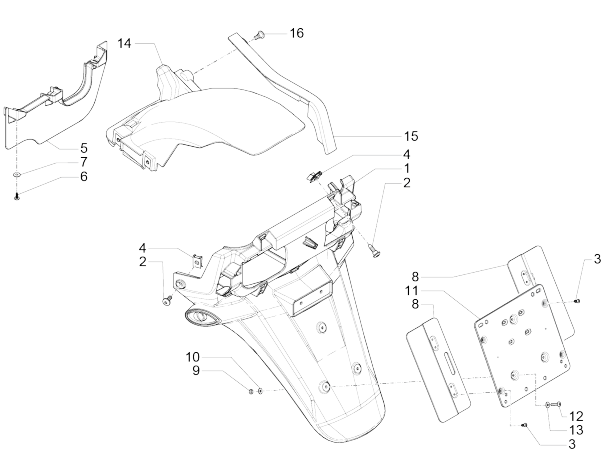 Housses arrière - Bavettes garde-boue Piaggio MP3 500 LT Sport 2014-2016