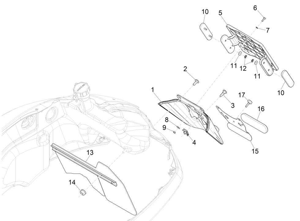 Capot arrière - Vespa GTS 125 4T E5 ABS 2021 (EMEA)