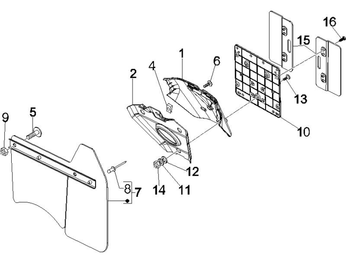 Plaques de protection arrière Vespa GTS 250 ie 2005-2009 (avec ABS) noir 94