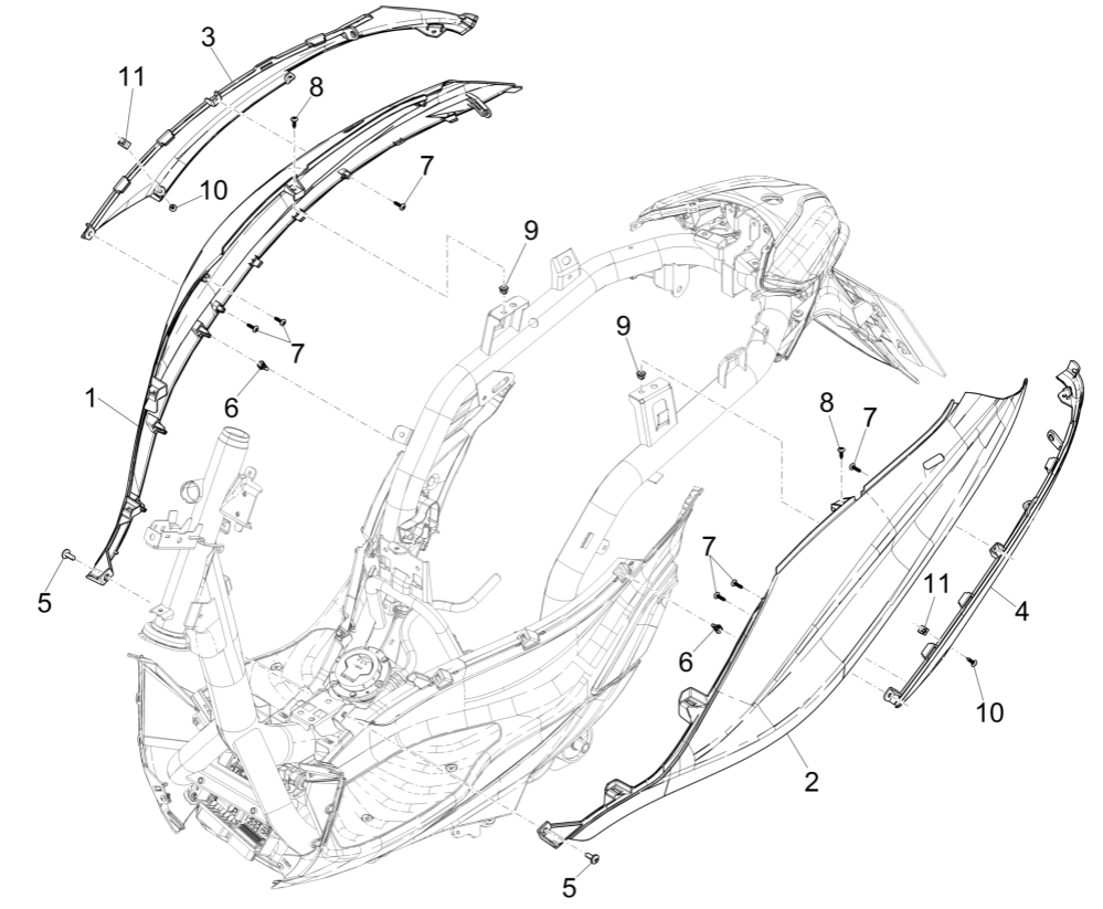 Housses latérales - Spoiler Piaggio Medley 125 ABS E5 2021-2022 (EMEA)