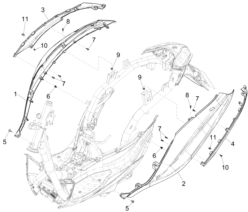 Housses latérales - Spoiler Piaggio Medley 150 4T IE ABS E4 2016-2020 (EMEA)