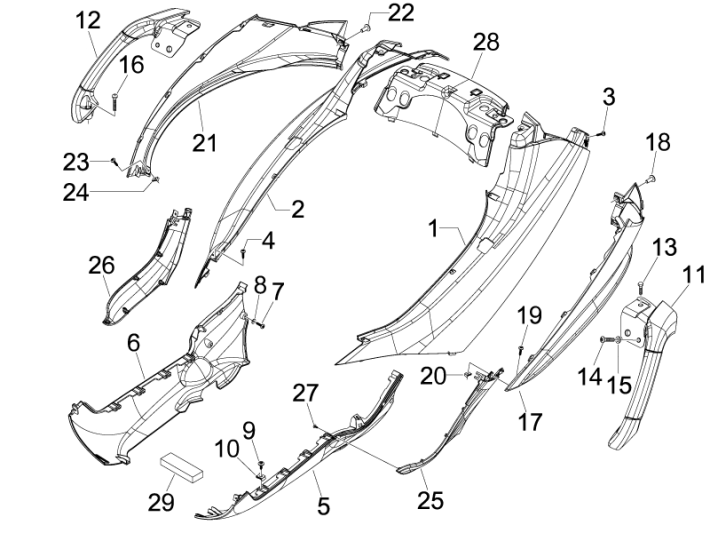 Caches latéraux - Spoiler Piaggio MP3 300LT Sport 2009-2014 star white 595
