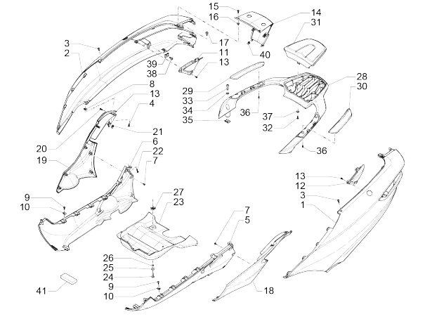 Bulles de moto Piaggio MP3 500 LT Sport 2014-2016 bleu