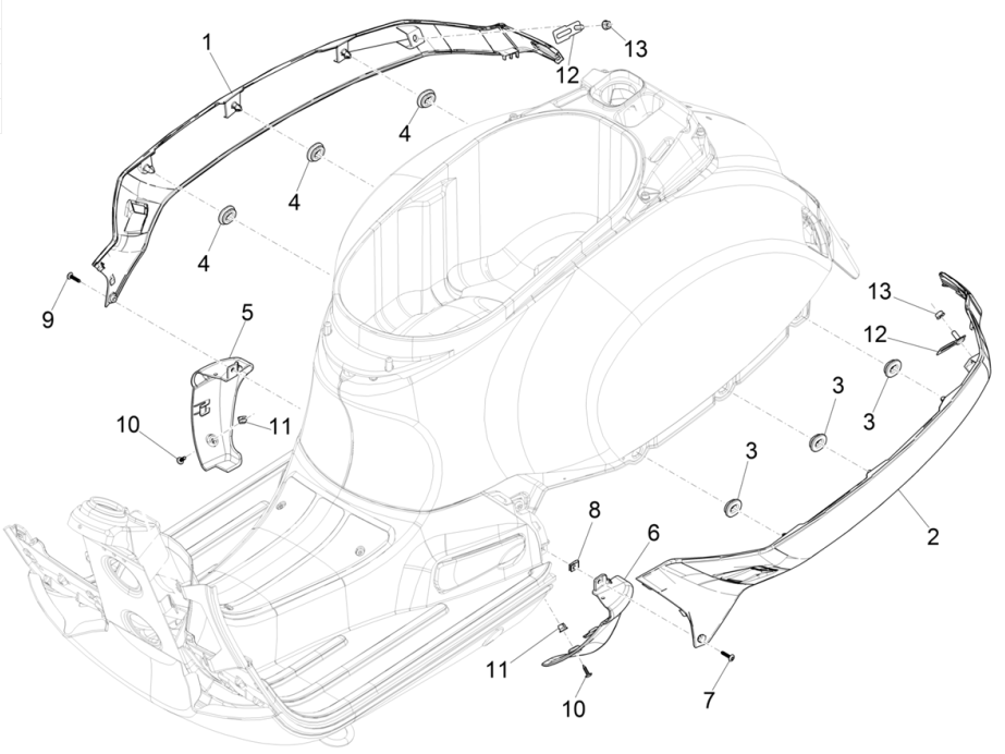 Couvertures latérales - Aileron Vespa GTS 125 4T E4 ABS 2019 (EMEA)