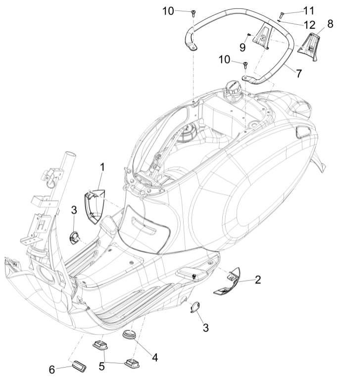 Couvre-roues arrière pour Vespa Electric 45 km/h E5 2021 (EMEA)