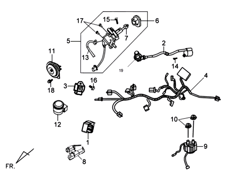 Faisceau de film - Commutateur d'allumage - Unité CDI Sym Orbit II (WH8018P) blanc
