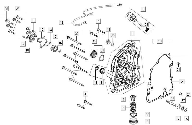 Carter moteur droit Kymco New Downtown 125I ABS
