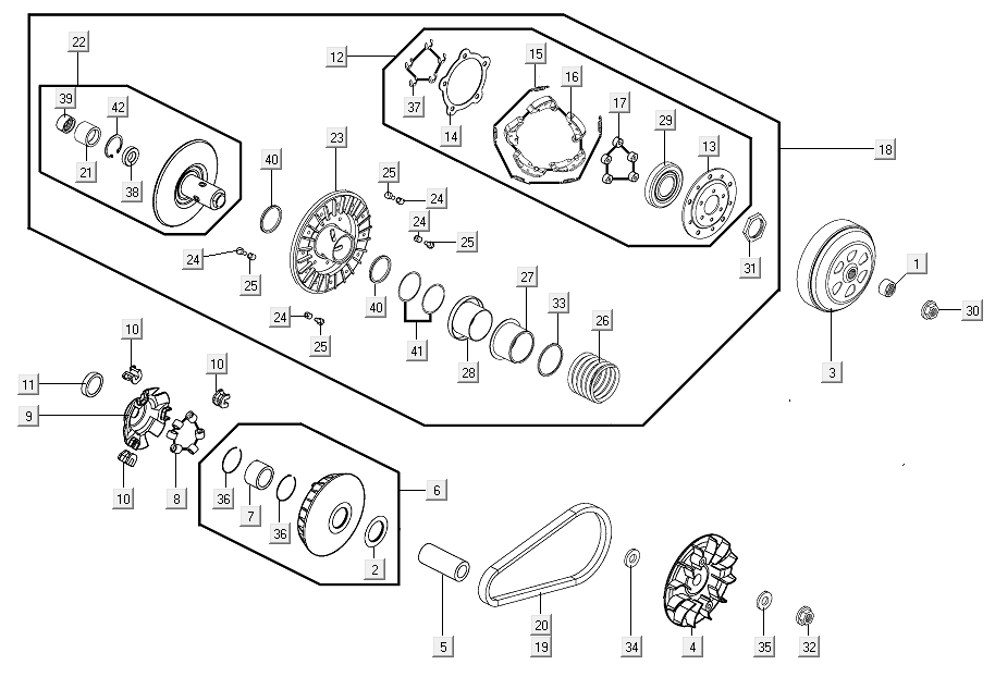 Accouplement de variateur Kymco Xciting 500R EVO
