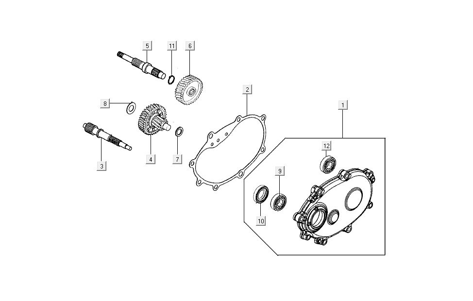 Transmission finale - carter moteur Kymco New Sento 4 temps 50i