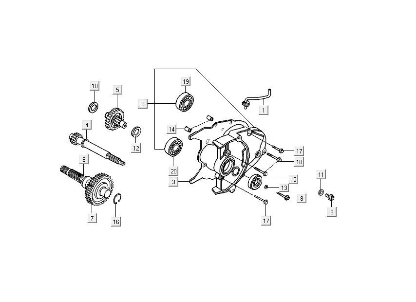Transmission finale Kymco DJ 2 temps Argent