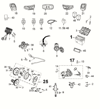 Electric equipment Peugeot Django 125 EFI E5 2021-2022