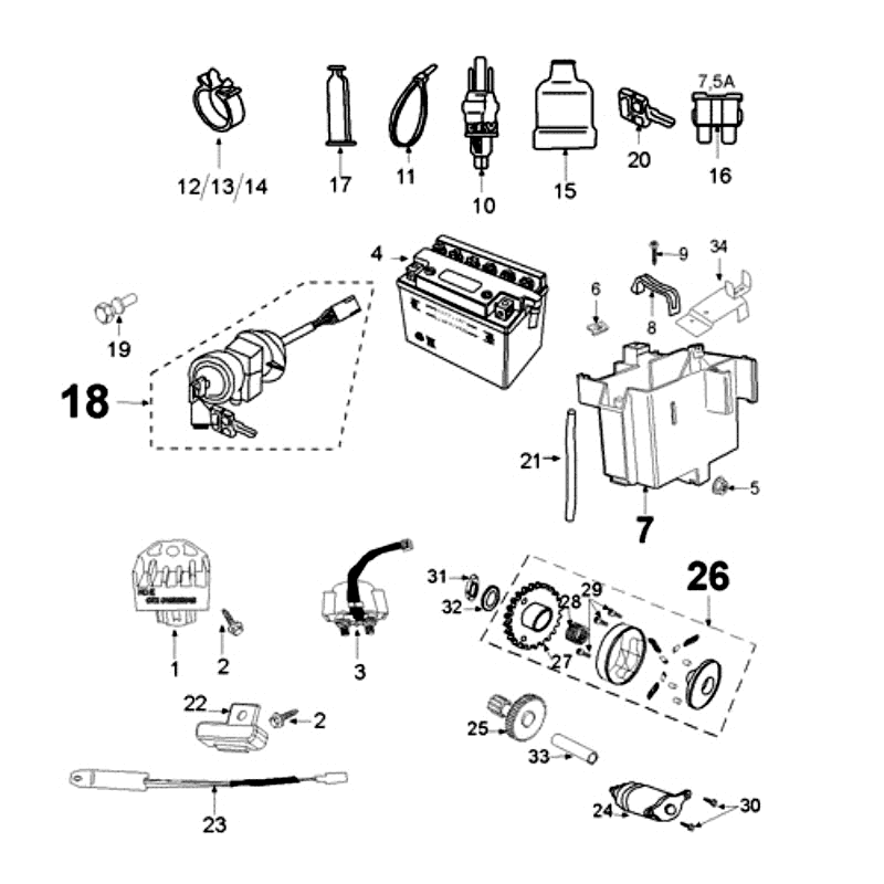 Pièce électrique Peugeot Ludix 14 noir
