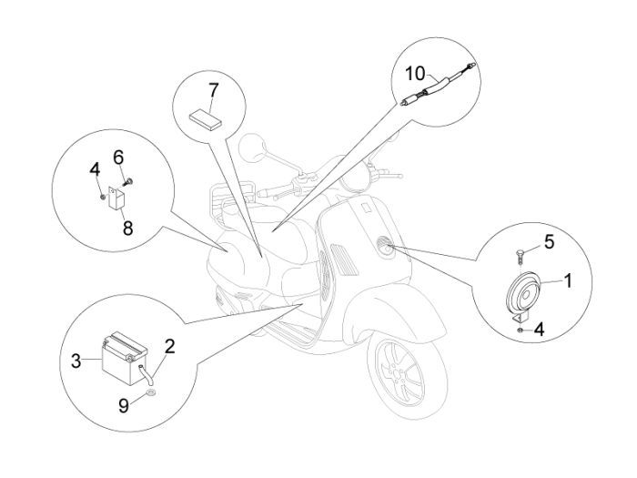 Pièces électriques Vespa Lx 25km 4 temps 2 soupapes