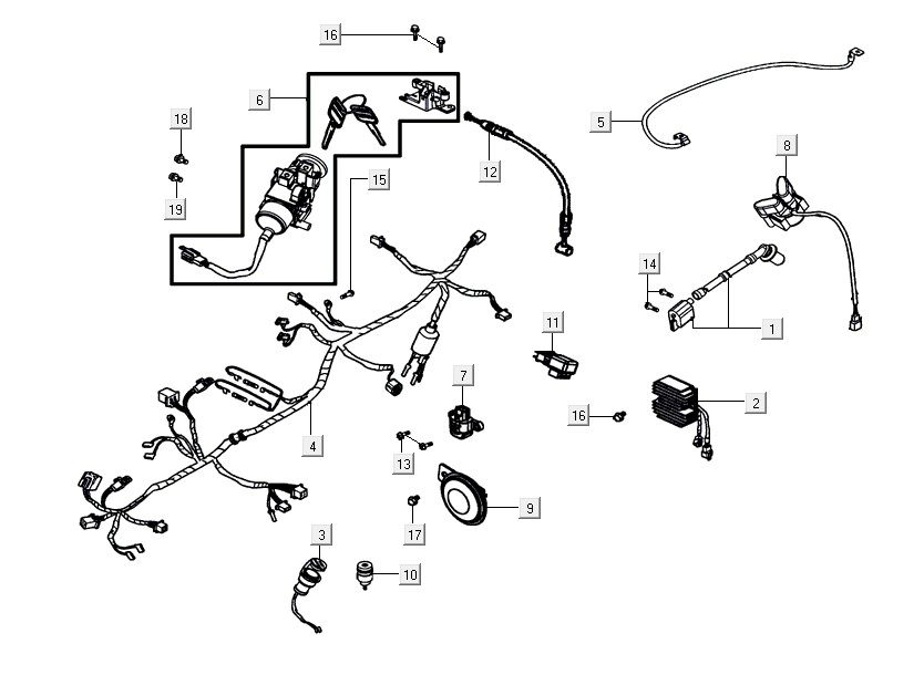 pièces électriques AGILITY 16+ 4T 200i Mat Metallic Light Blue