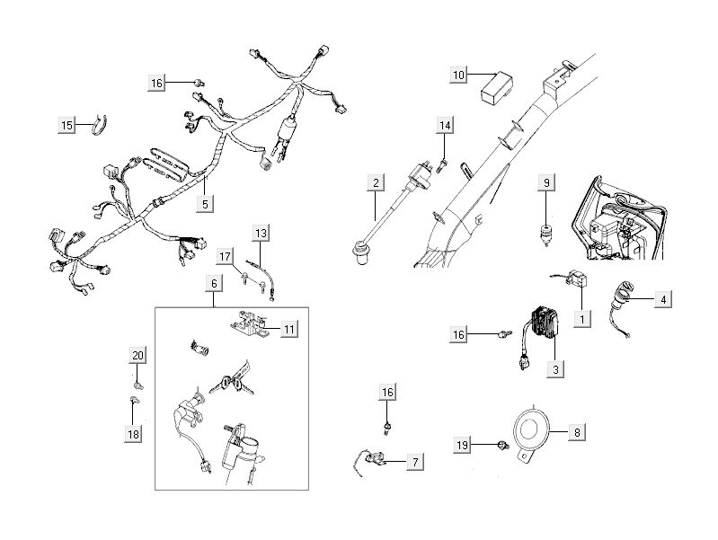 Pièces électriques Kymco City 16' 4 temps noir