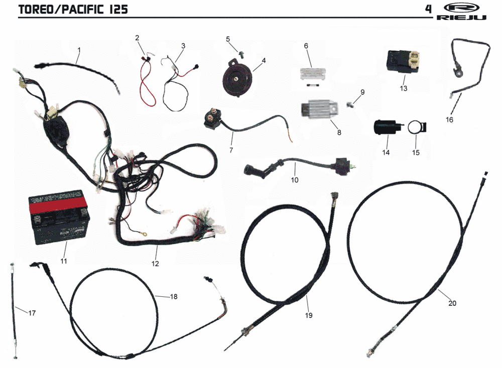 Pièces électriques Rieju Pacific 125 rouge 2 temps